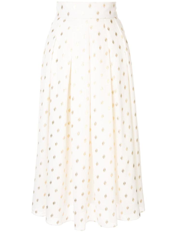 Bambah Disco Polka-dot Midi Skirt - White