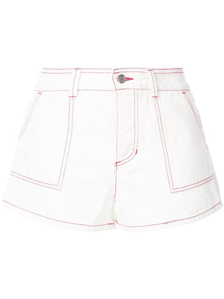 Sjyp Red Stitched Shorts - White