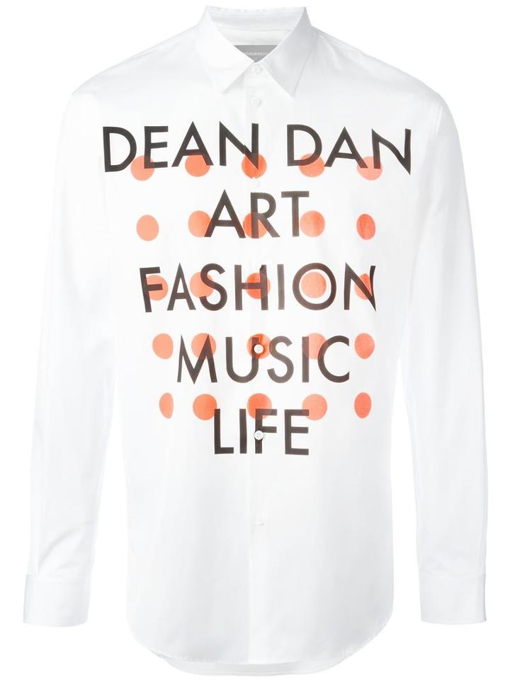 Dsquared2 Art Fashion Music Life Shirt, Men's, Size: 48, White, Cotton