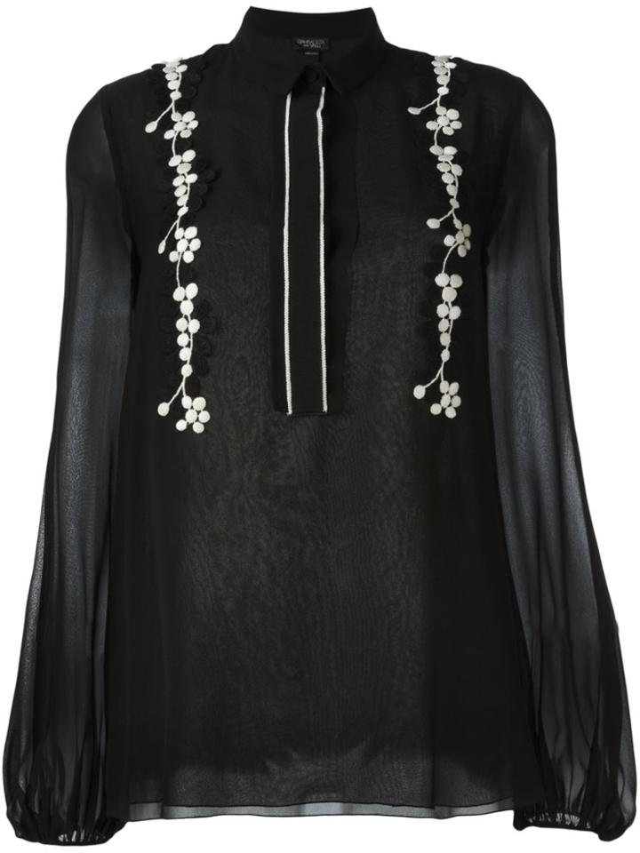 Giambattista Valli Floral Embroidered Blouse - Black