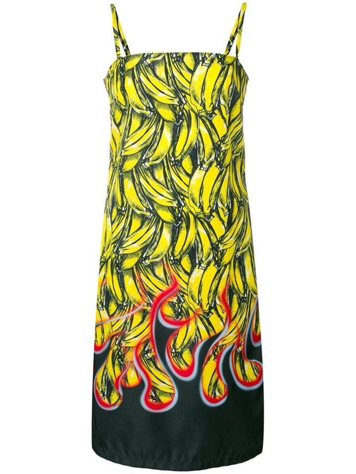 Prada Banana Print Midi Dress - Yellow & Orange