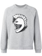 Burberry Helmet Embroidered Sweatshirt, Men's, Size: Medium, Grey, Cotton