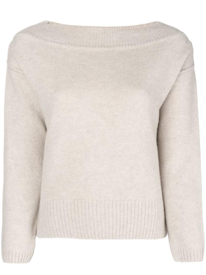 Forte Forte Ribbed Boat Neck Jumper - Neutrals