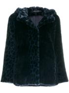 Tagliatore Leopard Print Hooded Jacket - Blue