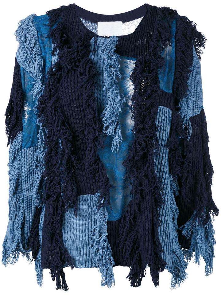 Koche - Fringed Jumper - Women - Cotton/nylon - Xs, Blue, Cotton/nylon