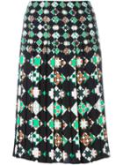 Emilio Pucci Geometric Print Pleated Skirt, Women's, Size: 42, Black, Viscose