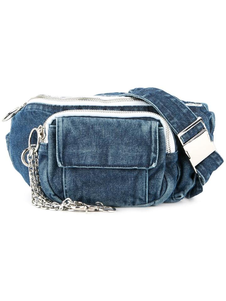 Pony Stone Denim Shoulder Bag - Blue