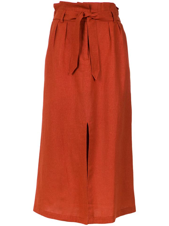 Lilly Sarti Tie Waist Midi Skirt - Brown