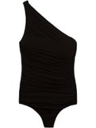 Brigitte One Shoulder Draped Swimsuit - Black