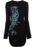 Ann Demeulemeester Printed Long Sleeve Top, Women's, Size: 36, Black, Rayon/wool