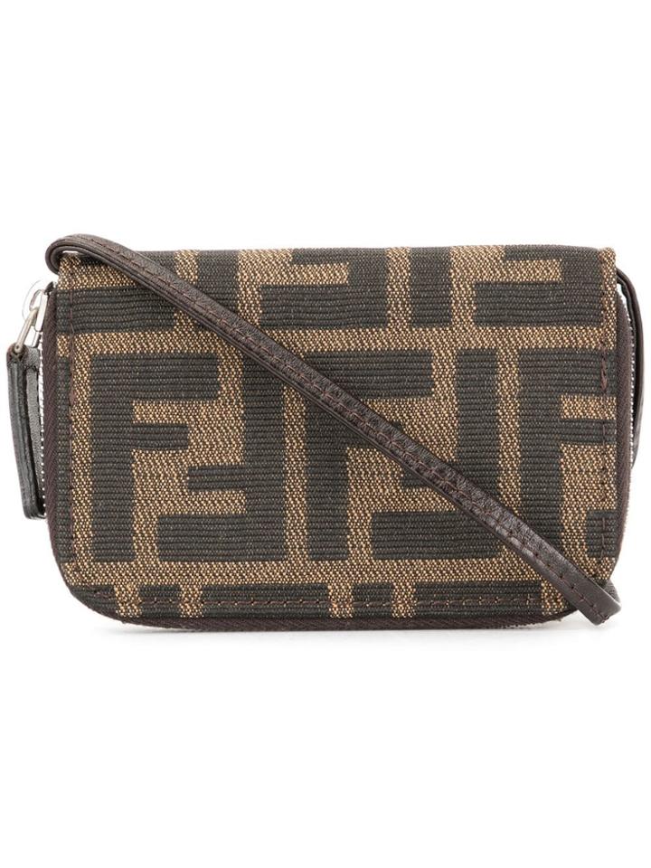 Fendi Vintage Zucca Pattern Wallet On Chain - Brown