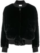 Chiara Ferragni Logomania Fur Bomber Jacket - Black