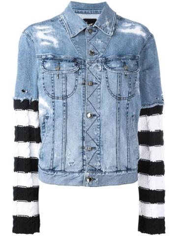 Loha Vete Striped Detail Denim Jacket, Women's, Size: Medium, Blue, Cotton