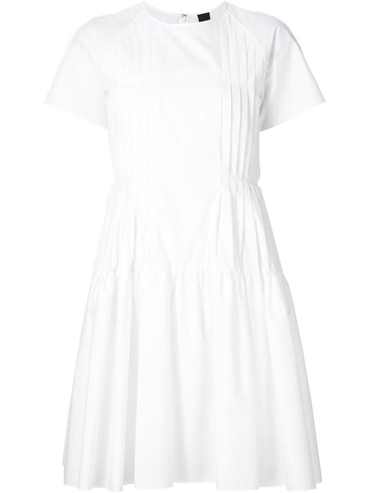 Vera Wang Shortsleeved Pleated Peasant Dress, Women's, Size: 4, White, Cotton
