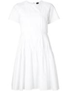 Vera Wang Shortsleeved Pleated Peasant Dress, Women's, Size: 4, White, Cotton