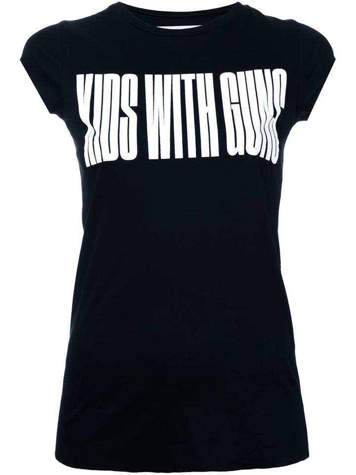 Strateas Carlucci 'kids With Guns' Print T-shirt, Women's, Size: Small, Black, Cotton