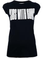 Strateas Carlucci 'kids With Guns' Print T-shirt, Women's, Size: Small, Black, Cotton