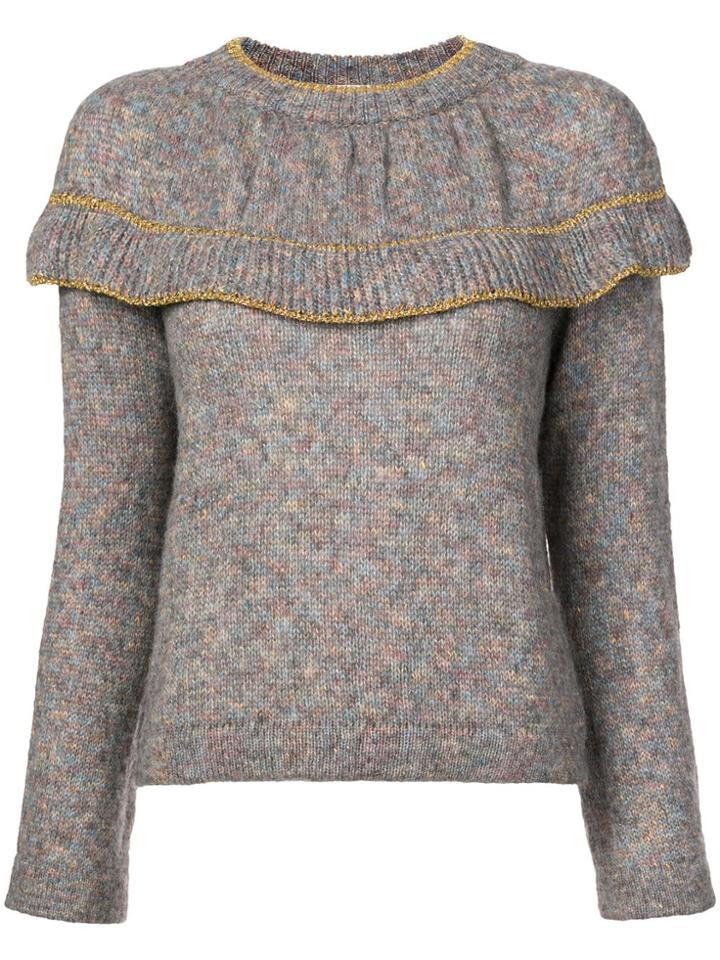 Philosophy Di Lorenzo Serafini Off-shoulder Ruffle Jumper - Grey