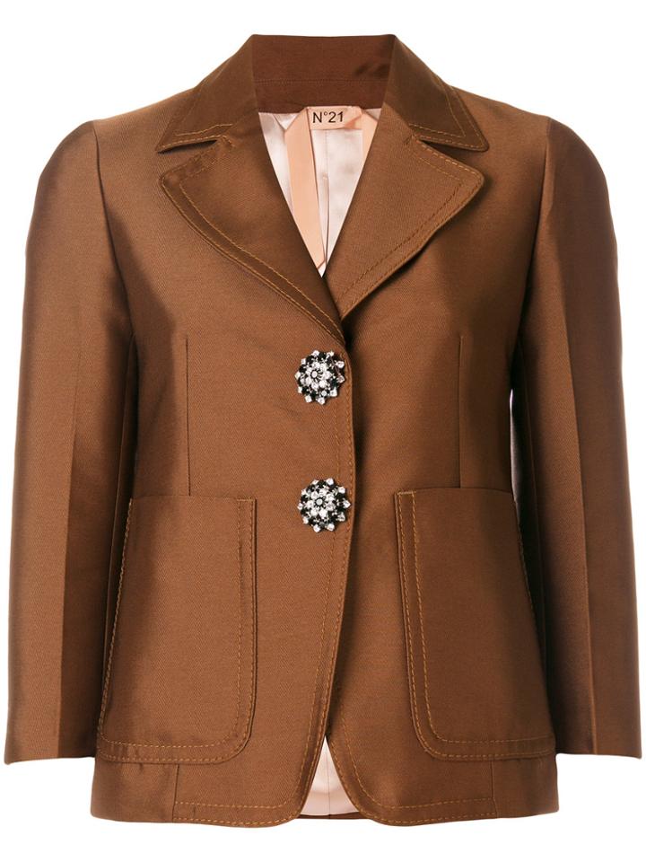 No21 Crystal Button Blazer - Brown