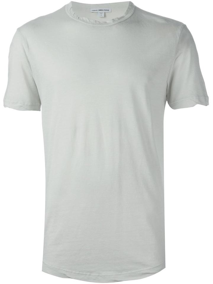 James Perse Round Neck T-shirt, Men's, Size: 2, Grey, Cotton