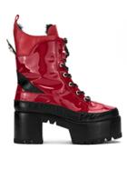 Andrea Bogosian Patent Platform Boots - Red