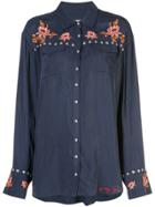 Cinq A Sept Lexi Floral Embroidered Shirt - Blue