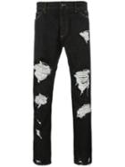 Palm Angels Ripped Regular Jeans, Men's, Size: 34, Black, Cotton/polyester