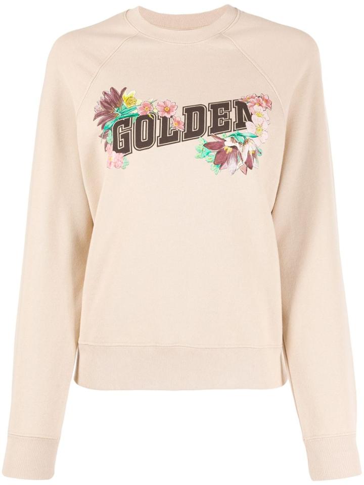 Golden Goose Floral Logo Print Sweatshirt - Neutrals