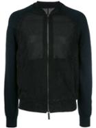 Giorgio Armani Perforated Bomber Jacket, Men's, Size: 48, Blue, Lamb Skin/polyamide