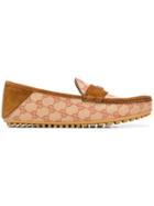 Gucci Logo Driving Loafers - Brown
