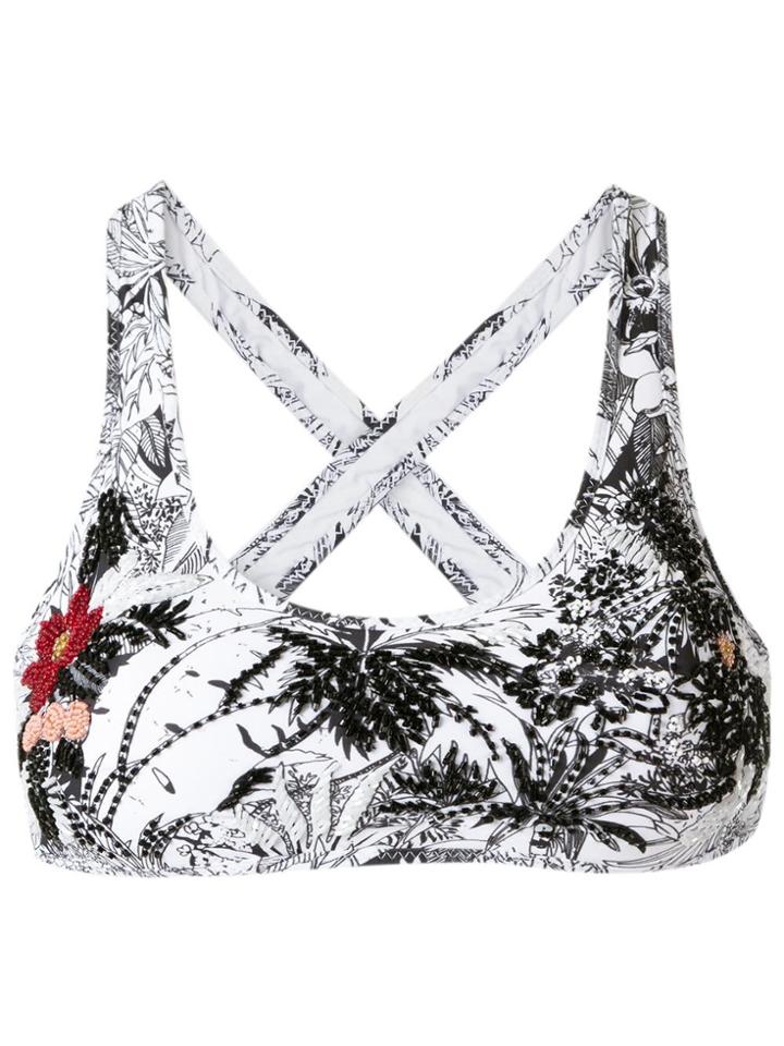 Amir Slama Embroidered Bikini Top - White
