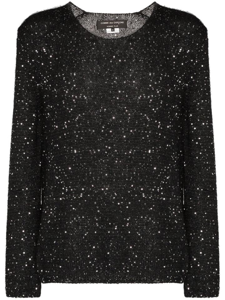 Comme Des Garçons Homme Plus Sequin Embroidered Jumper - Black