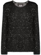Comme Des Garçons Homme Plus Sequin Embroidered Jumper - Black