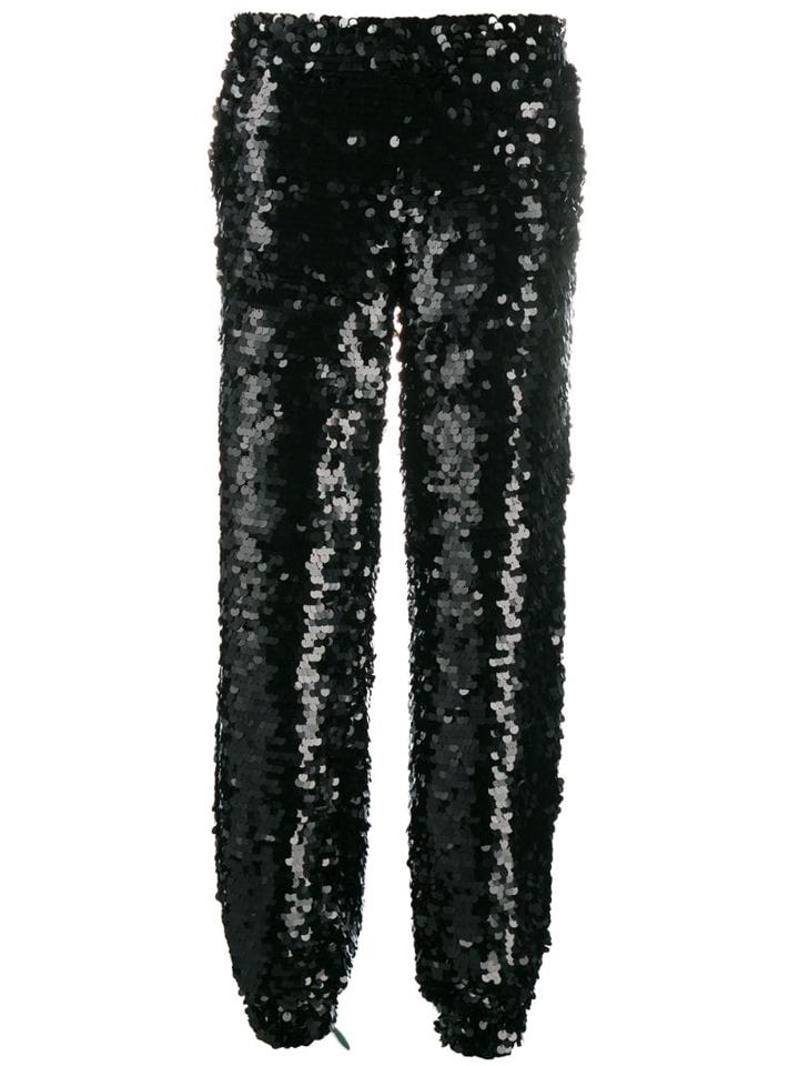 Msgm Sequinned Tapered Trousers - Black