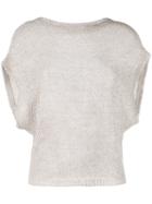 Eleventy - Bat-wing Knitted Top - Women - Linen/flax - S, Nude/neutrals, Linen/flax