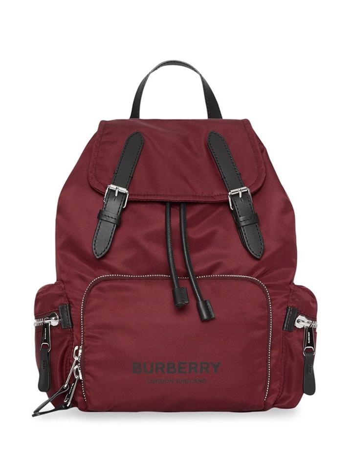 Burberry The Medium Rucksack In Logo Print Nylon - Red