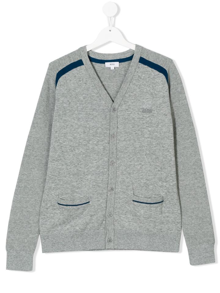 Boss Kids Teen V-neck Cardigan - Grey