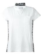 Sacai Contrast Panel T-shirt, Women's, Size: 3, White, Linen/flax/polyester