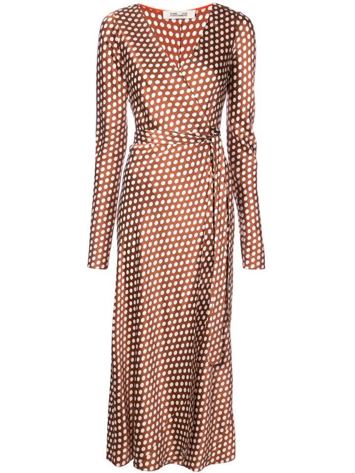 Dvf Diane Von Furstenberg Baker Dot Wrap Dress - Brown