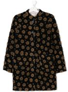 Caffe' D'orzo Teen Floral Detail Single Breasted Coat - Black