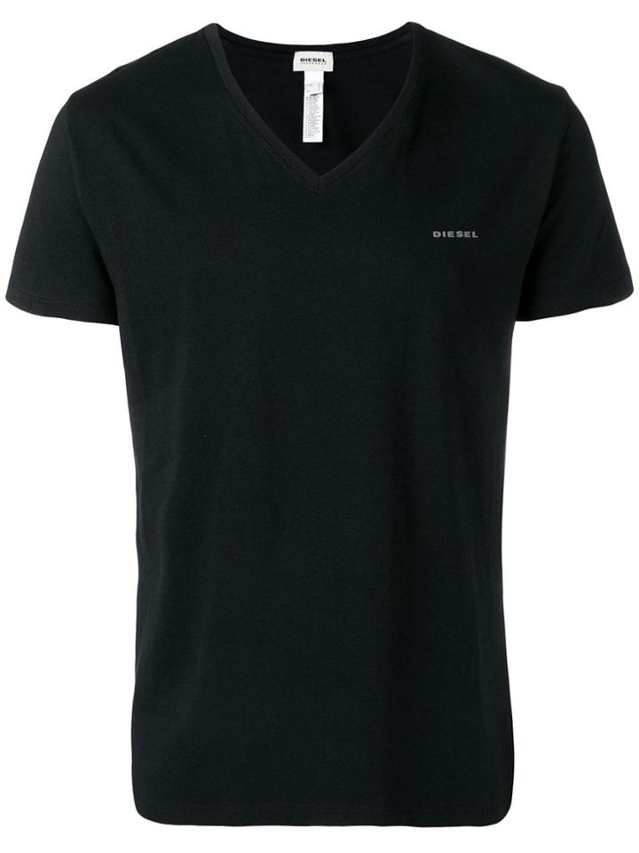 Diesel Logo V-neck Shirt - Black