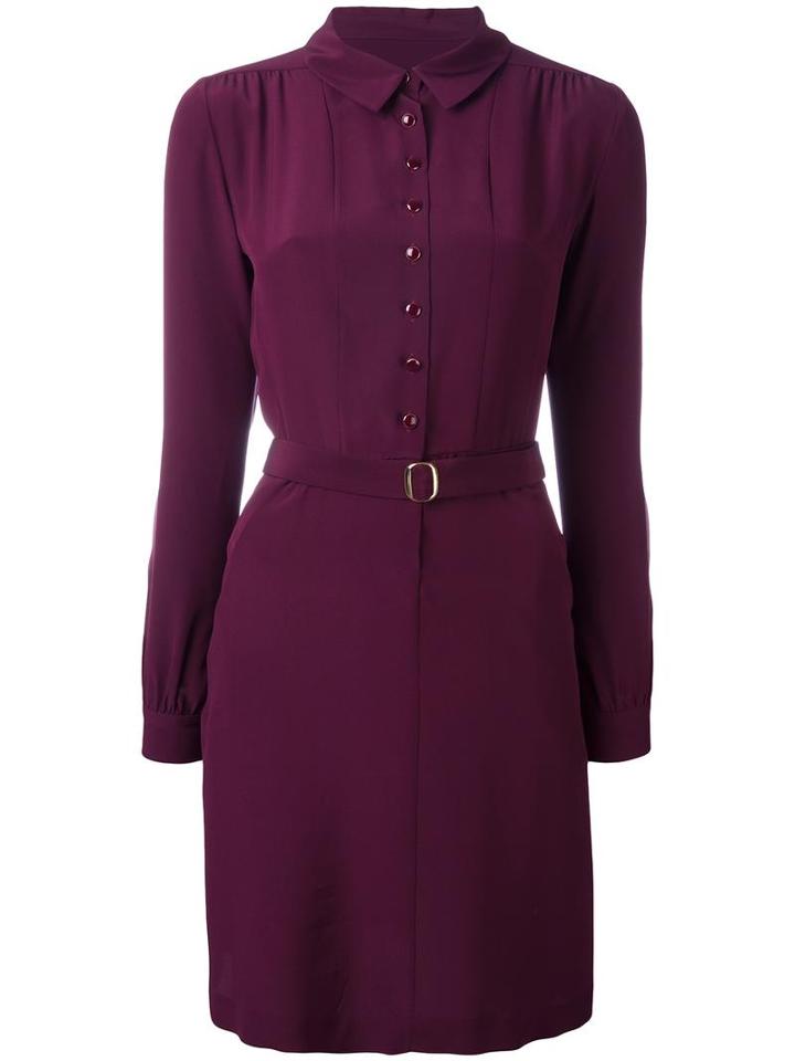Vanessa Seward Belted Shirt Dress, Women's, Size: 38, Red, Silk
