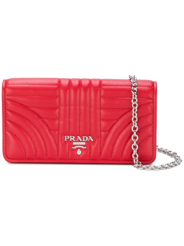 Prada Bevelled Cross-body Bag - Red