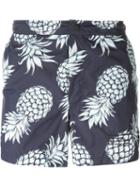 Valentino Pineapple Print Swim Shorts, Men's, Size: 46, Blue, Polyamide