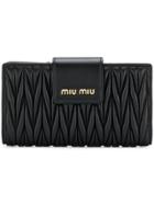 Miu Miu Chevron Pleated Logo Wallet - Black