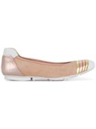 Hogan Striped Ballerina Pumps - Nude & Neutrals