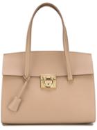 Salvatore Ferragamo Gancio Lock Tote, Women's, Nude/neutrals