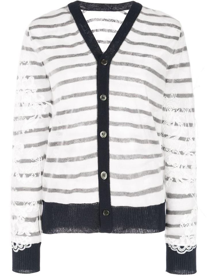 Junya Watanabe Striped Button Cardigan - White