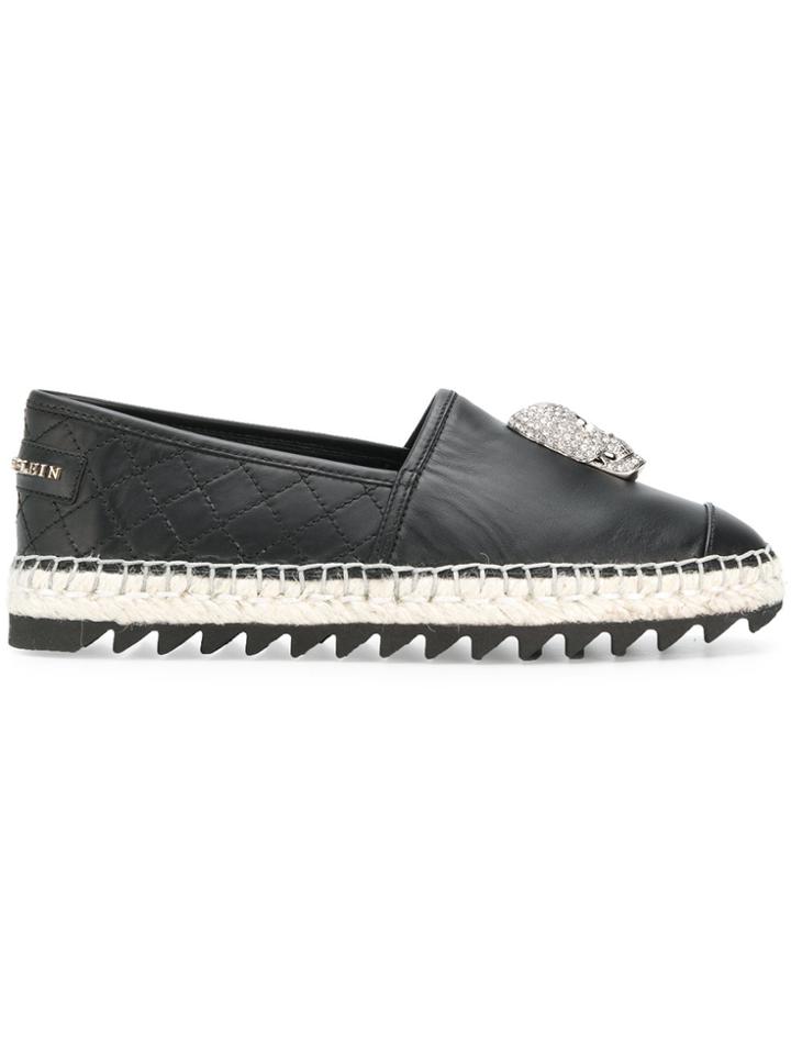 Philipp Plein Skull Embellished Espadrilles - Black