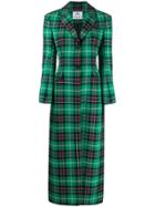 Marine Serre Single Breasted Plaid Coat - Green